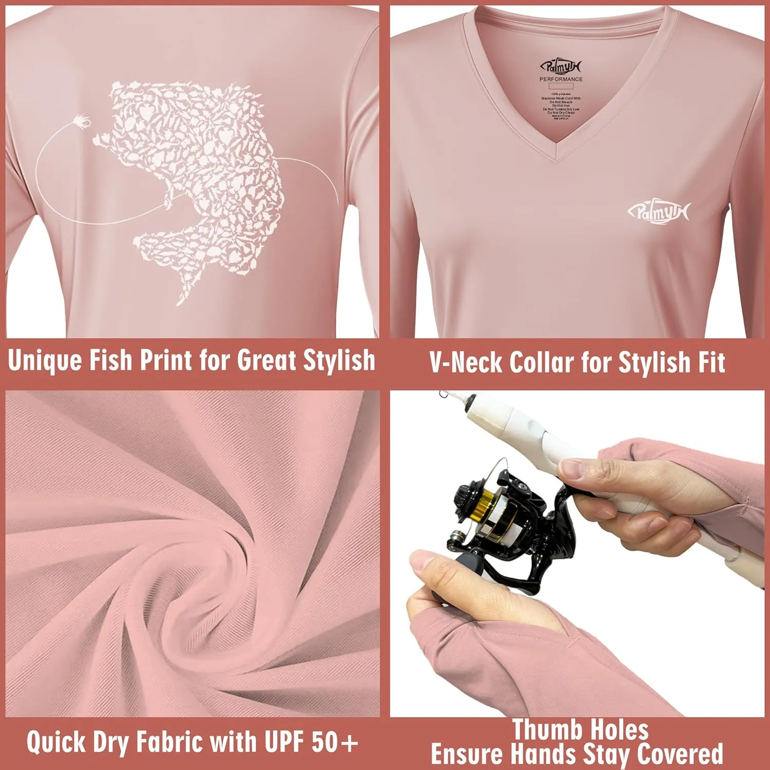 Palmyth Womens UPF 50  Fishing Shirts Sun Protection Long Sleeve T-Shirt
