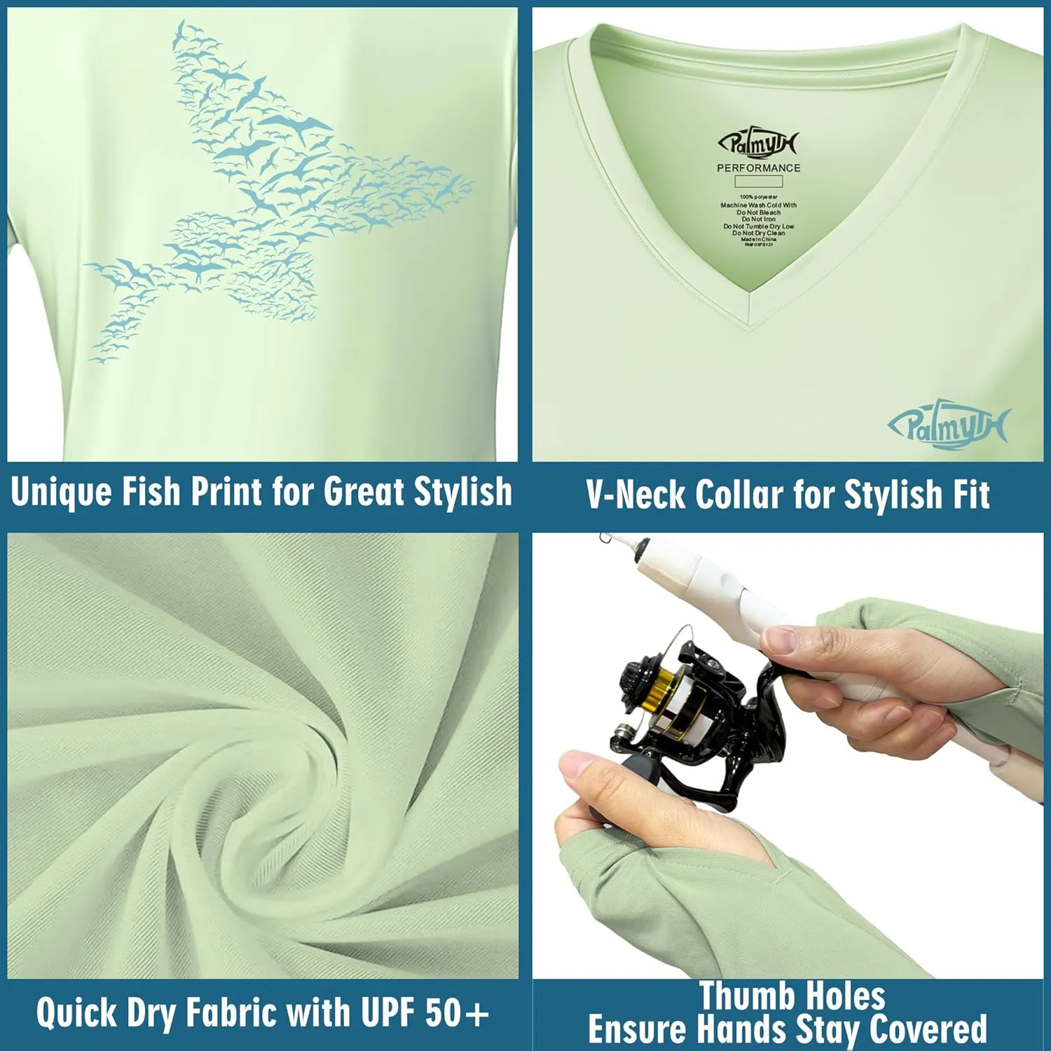 Palmyth Womens UPF 50  Fishing Shirts Sun Protection Long Sleeve T-Shirt