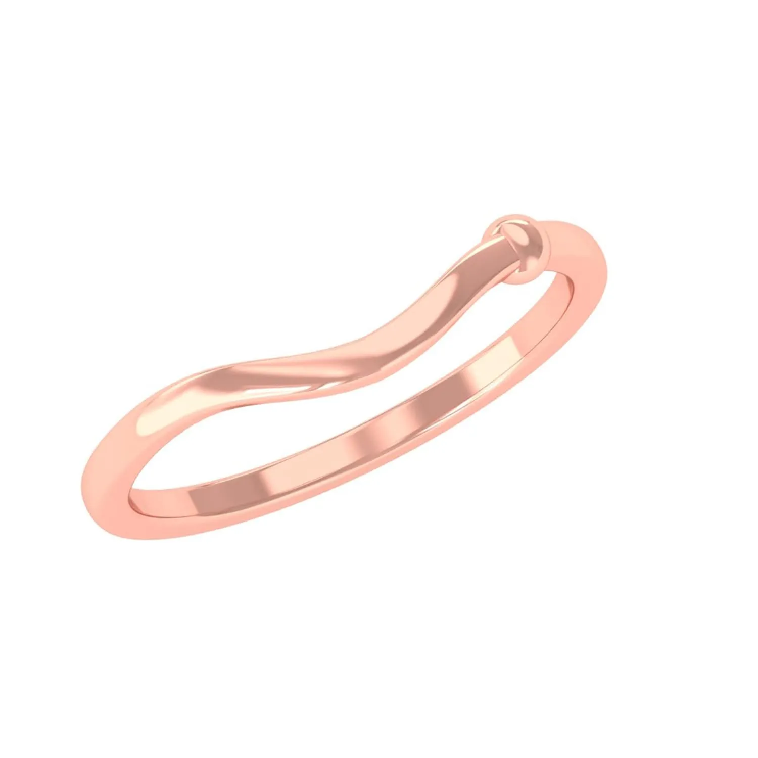 PANOPLY 925 Sterling silve Rings, Curved Ring, Jewelry Polished Wishbone Two Tone Eternity Band V Shape Stacking Engagement Ring for Women (12, Rose Gold)