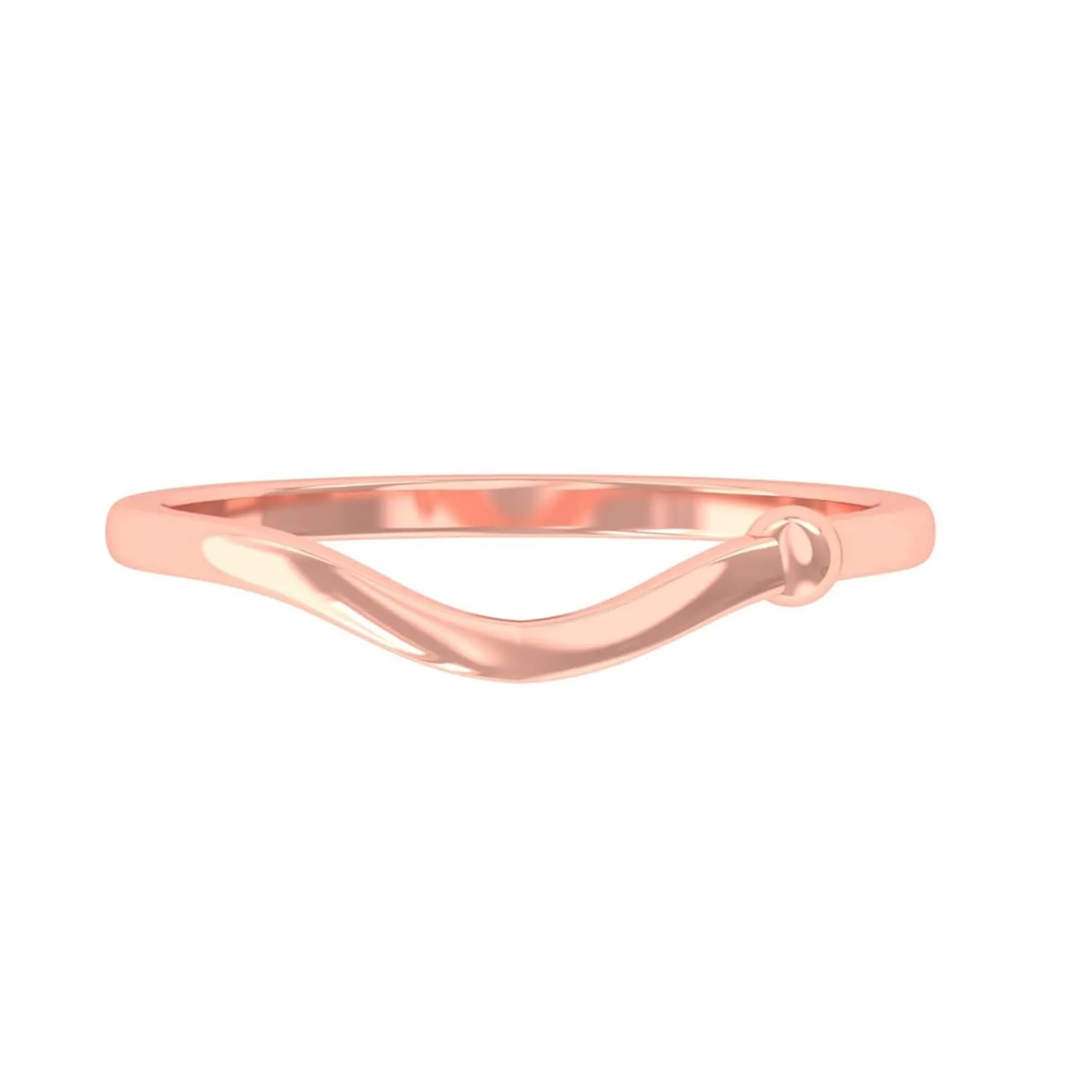PANOPLY 925 Sterling silve Rings, Curved Ring, Jewelry Polished Wishbone Two Tone Eternity Band V Shape Stacking Engagement Ring for Women (12, Rose Gold)