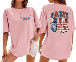 Party in The USA Oversized T-Shirt Women 4th of July Independence Day Shirts Patriontic Graphic Short Sleeve Tops
