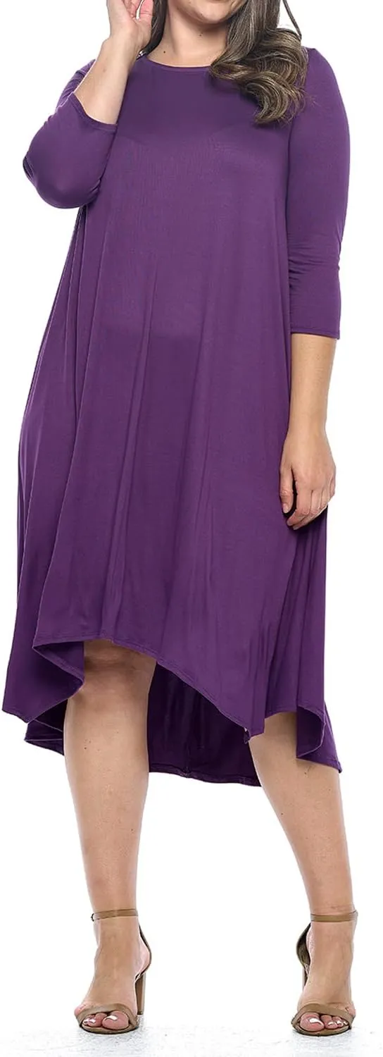Pastel by Vivienne Women's Asymmetric Hem Midi Dress Plus Size