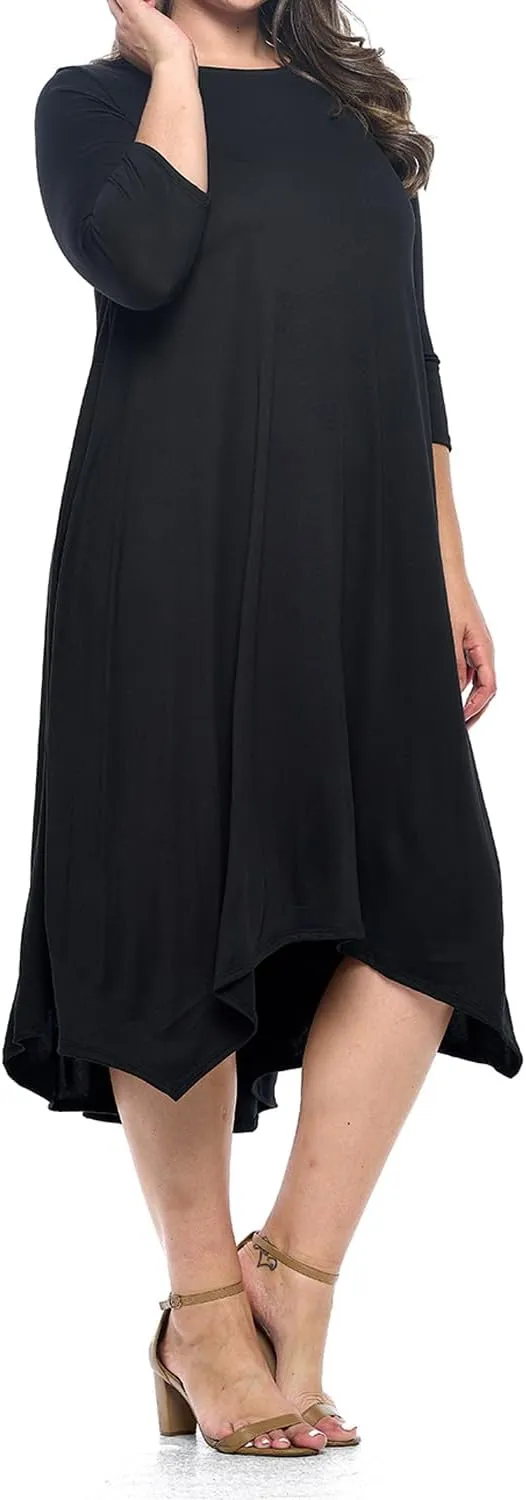 Pastel by Vivienne Women's Asymmetric Hem Midi Dress Plus Size