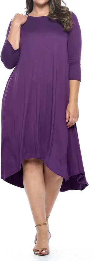 Pastel by Vivienne Women's Asymmetric Hem Midi Dress Plus Size