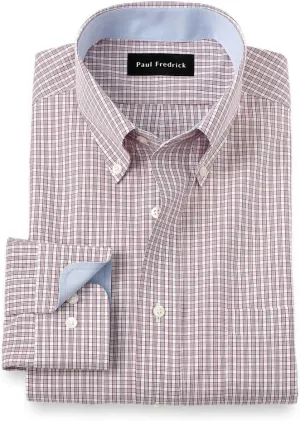 Paul Fredrick Men's Classic Fit Non-Iron Cotton Plaid Dress Shirt