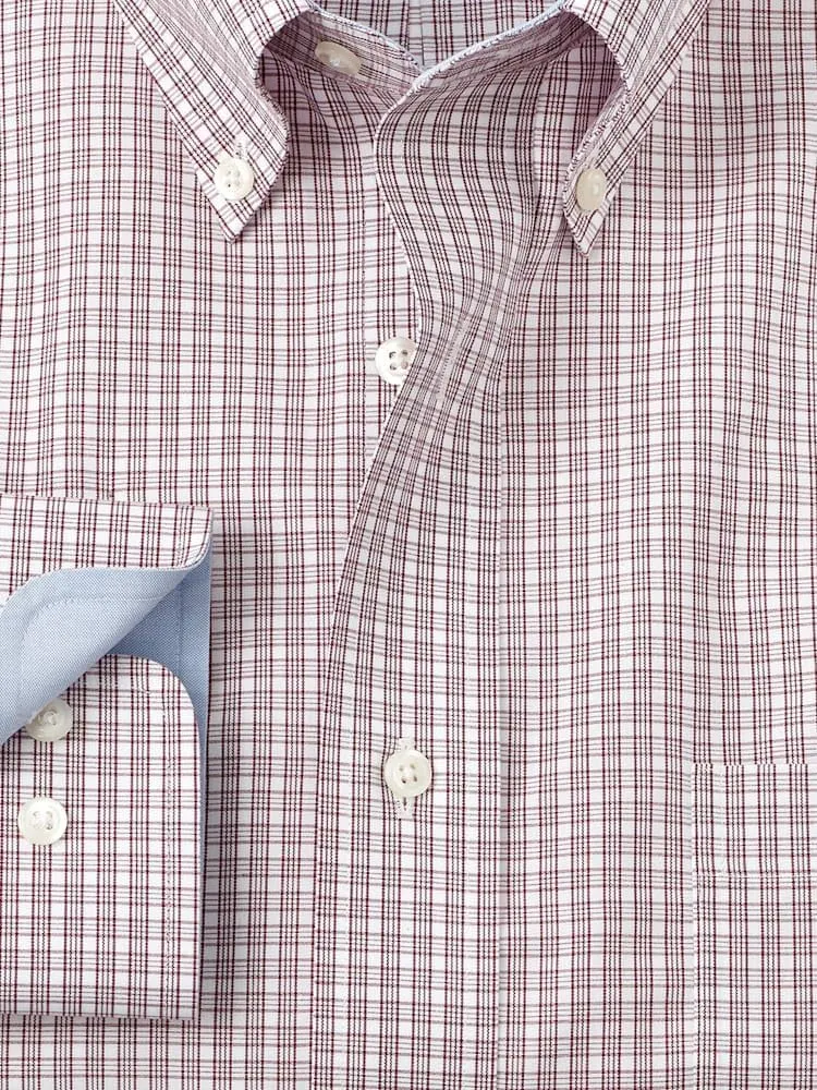 Paul Fredrick Men's Classic Fit Non-Iron Cotton Plaid Dress Shirt