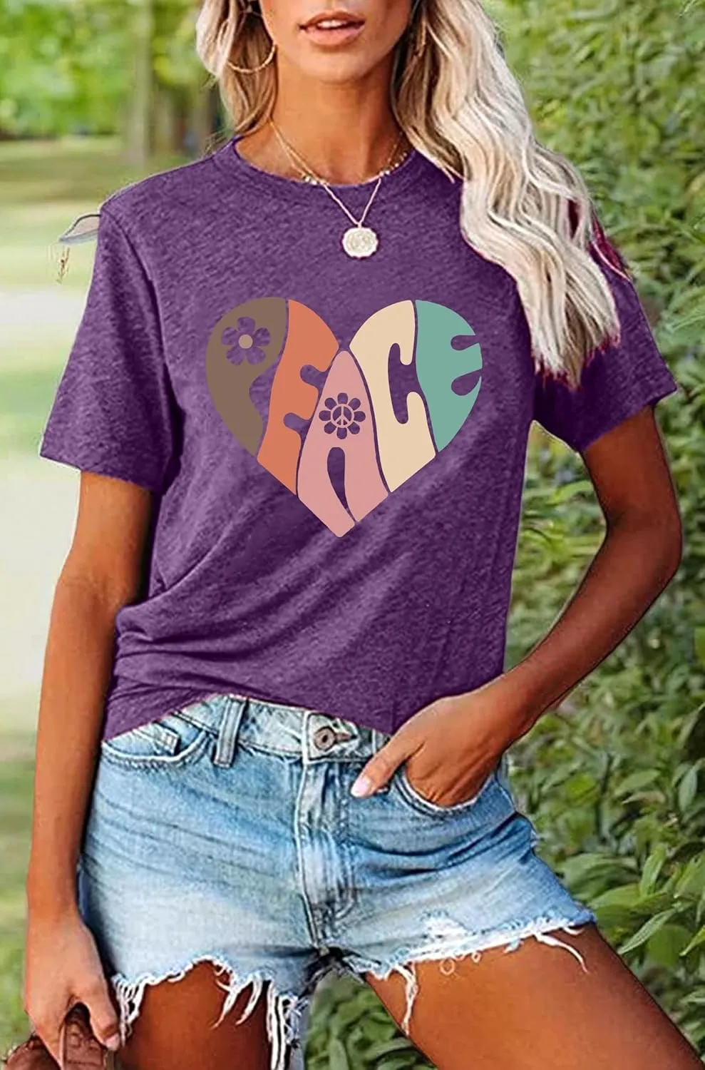 Peace Love Shirts Women Hippie Soul Inspirational Vintage Short Sleeve Graphic Tees Tops