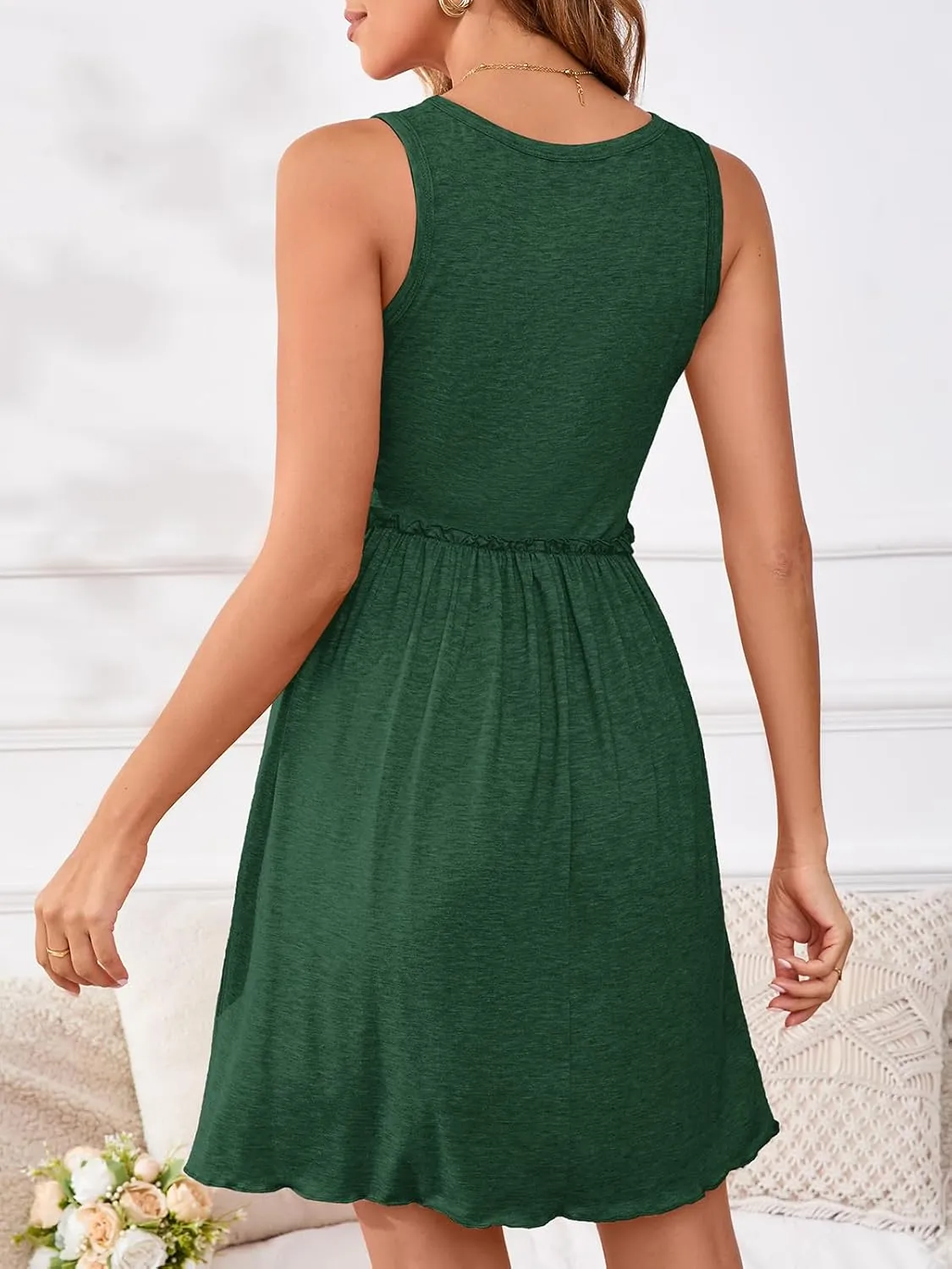 PerZeal Women's 2025 Summer Tank Dress Sleeveless Casual High Waist A-line Beach Sundress Vacation Mini Dresses