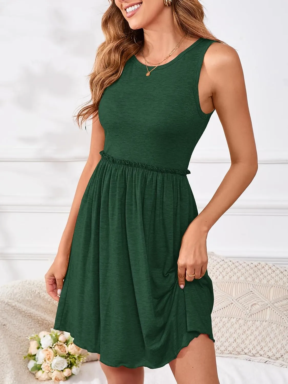 PerZeal Women's 2025 Summer Tank Dress Sleeveless Casual High Waist A-line Beach Sundress Vacation Mini Dresses