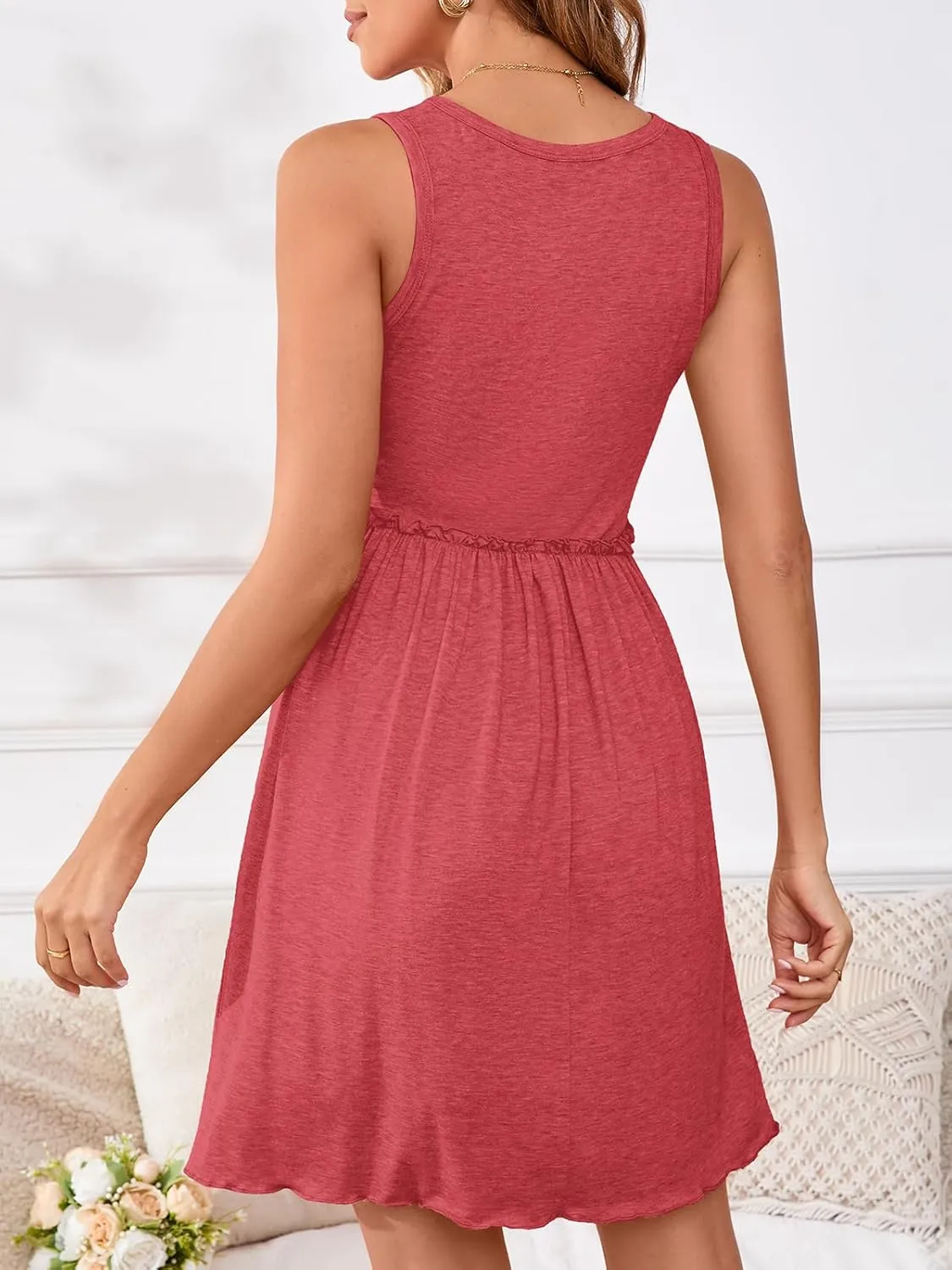 PerZeal Women's 2025 Summer Tank Dress Sleeveless Casual High Waist A-line Beach Sundress Vacation Mini Dresses