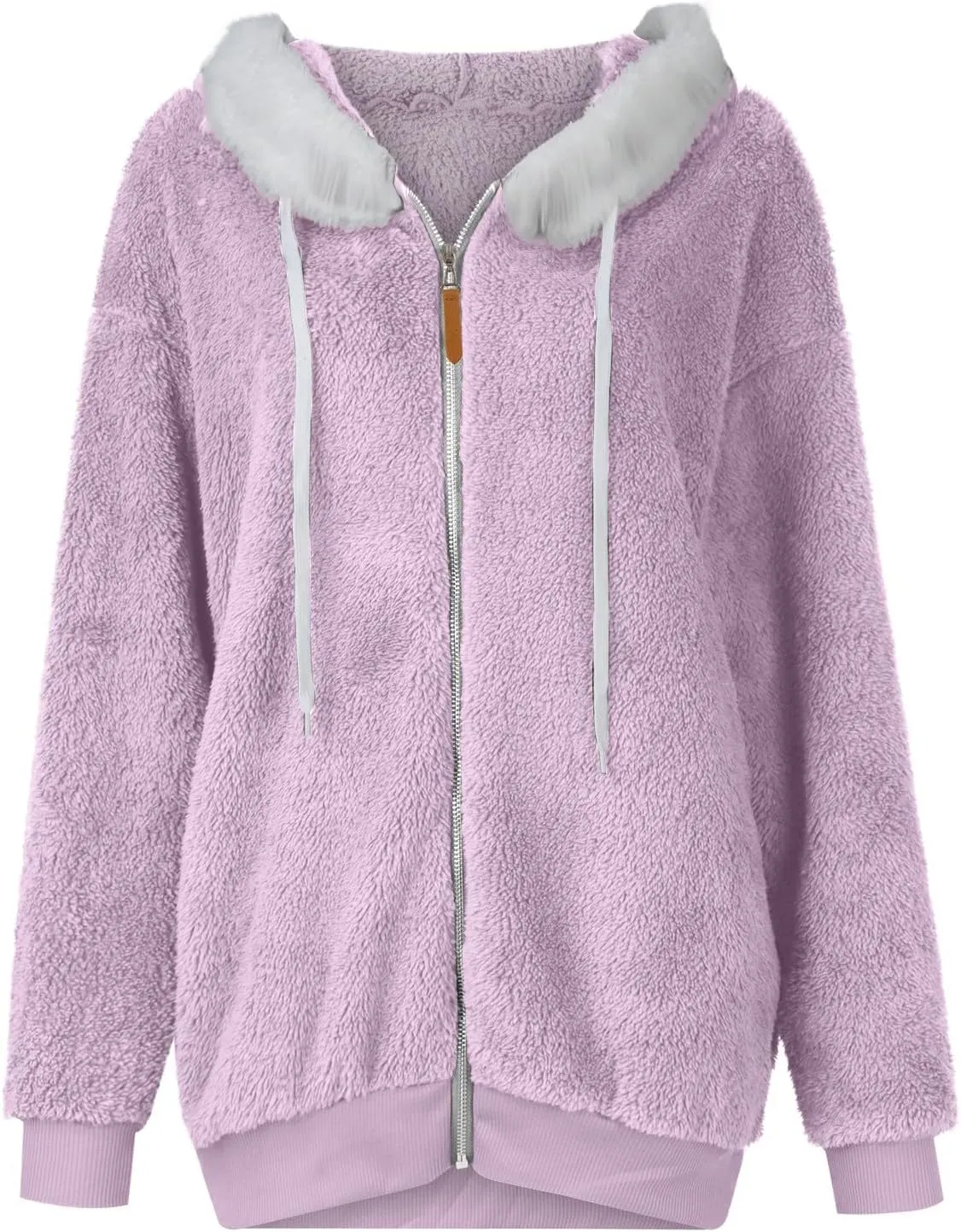 PETYCZEN Winter Jackets for Women Warm Fuzzy Sherpa Lined Plus Size Coats Casual Long Sleeve Zip Up Fleece Jacket Outerwear