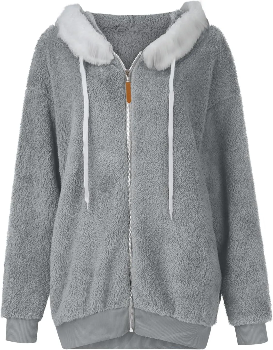 PETYCZEN Winter Jackets for Women Warm Fuzzy Sherpa Lined Plus Size Coats Casual Long Sleeve Zip Up Fleece Jacket Outerwear
