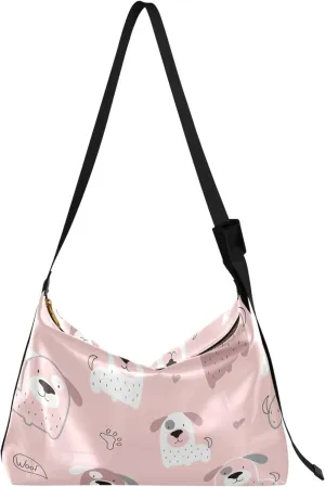 Pink Cute Cub Animal Hobo Leather Purses for Women Cross Body Men Bag Pattern Animal Print Ladies Hobo Handbags