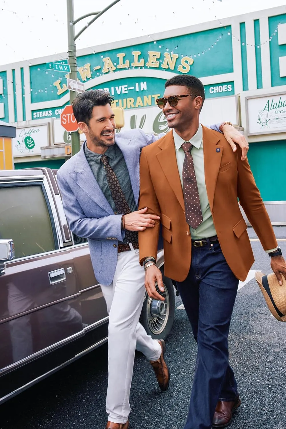 PJ PAUL JONES Men's Sport Coats and Blazers Linen Cotton Blazer Regular Fit 2 Buttons Suit Jacket with Removable Brooch
