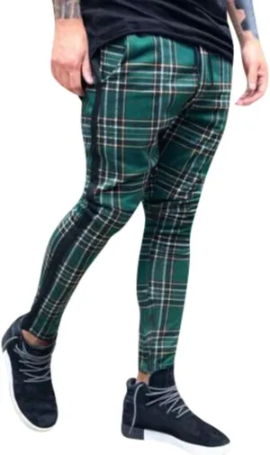 Plaid Panst for Men Fashion Stretch Dress Pants Slim Fit Pants Skinny Pants Stretch Slim Fit Business Tapered Pants