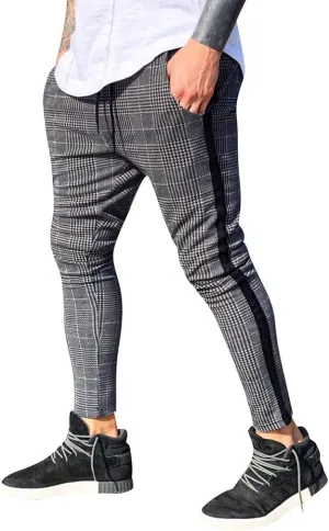 Plaid Panst for Men Fashion Stretch Dress Pants Slim Fit Pants Skinny Pants Stretch Slim Fit Business Tapered Pants