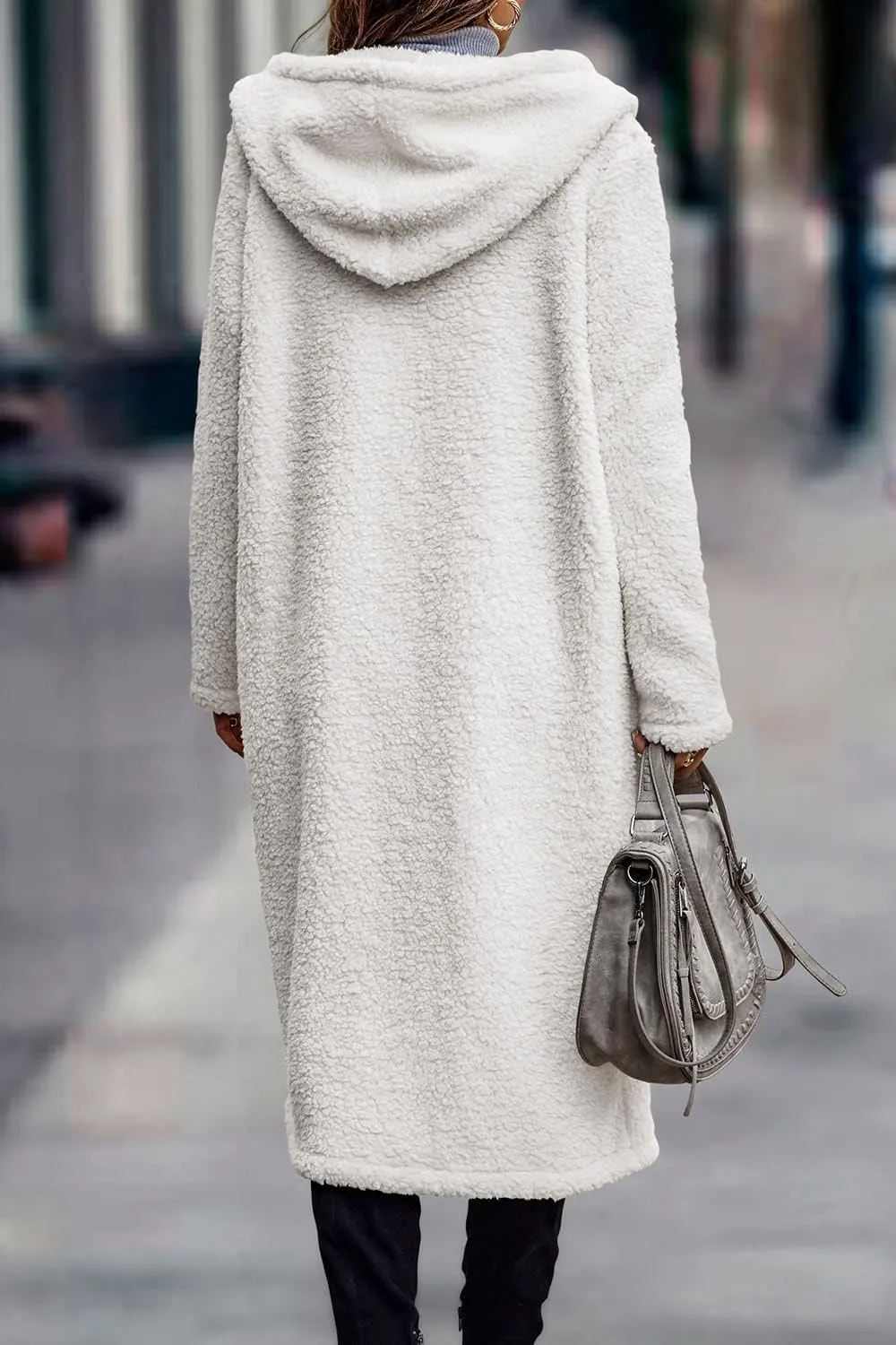 PRETTYGARDEN Women's Fashion Winter Coats Fuzzy Fleece Long Hooded Jackets Button Down Faux Fur Warm Outerwear