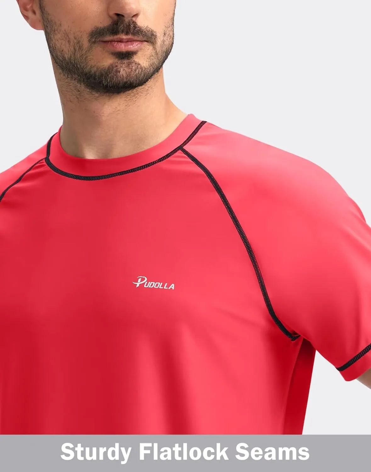 Pudolla Men's Swim Shirts Rash Guard Shirts for Men UPF 50  Sun Protection T-Shirts Quick Dry Beach Surf Water Shirt