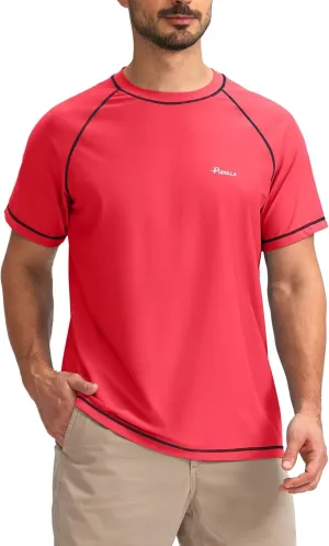 Pudolla Men's Swim Shirts Rash Guard Shirts for Men UPF 50  Sun Protection T-Shirts Quick Dry Beach Surf Water Shirt