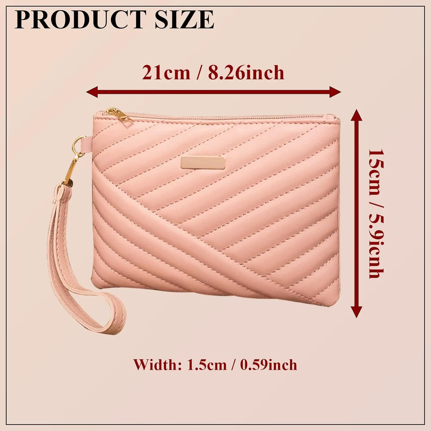 Quilted Wristlet Purses,Clutch Handbag Small Embroidered Phone Bag Large Capacity Wallet PU Leather Wristlet Clutche