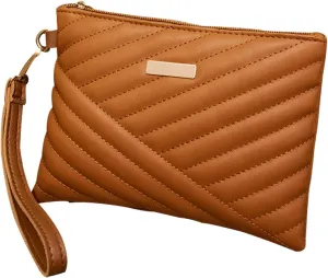 Quilted Wristlet Purses,Clutch Handbag Small Embroidered Phone Bag Large Capacity Wallet PU Leather Wristlet Clutche