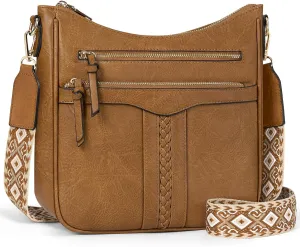 RAINSMORE Crossbody Bags for Women, Trendy Crossbody Purses Soft Leather Shoulder Handbags Lightweight Travel Purse
