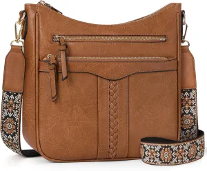 RAINSMORE Crossbody Bags for Women, Trendy Crossbody Purses Soft Leather Shoulder Handbags Lightweight Travel Purse