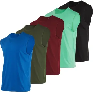 Real Essentials 3 & 5 Pack: Men's Dry-Fit Active Muscle Tank Top - Standard and Big & Tall Sizes (S-5XLT)