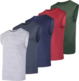 Real Essentials 3 & 5 Pack: Men's Dry-Fit Active Muscle Tank Top - Standard and Big & Tall Sizes (S-5XLT)