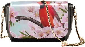Red Birds Cardinals on Almonds Crossbody Bags for Women, Trendy Small Shoulder Bag, PU Leather Clutch Purse Underarm Handbag Satchel HandBag with Adjustable Metal Chain