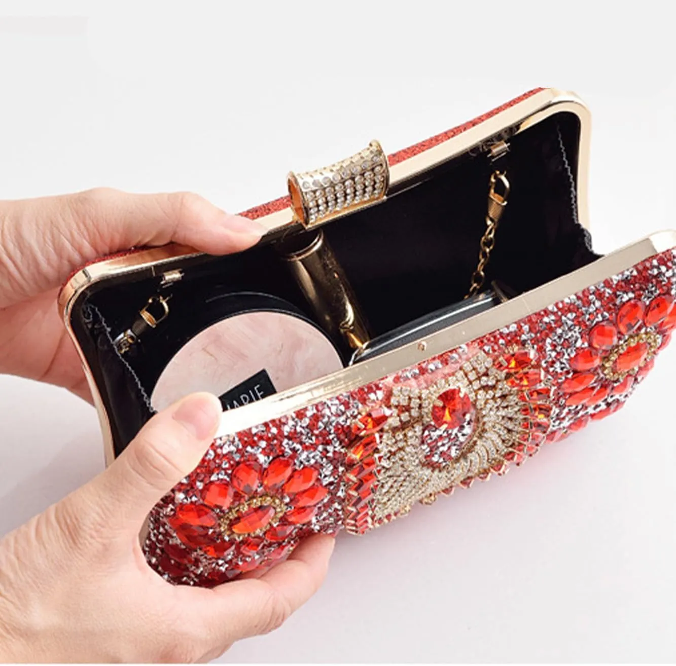 Rhinestone Purse Women's Evening Bag Evening Clutch Silver Vintage Handbag Phone Bag for Party Wedding Date Night