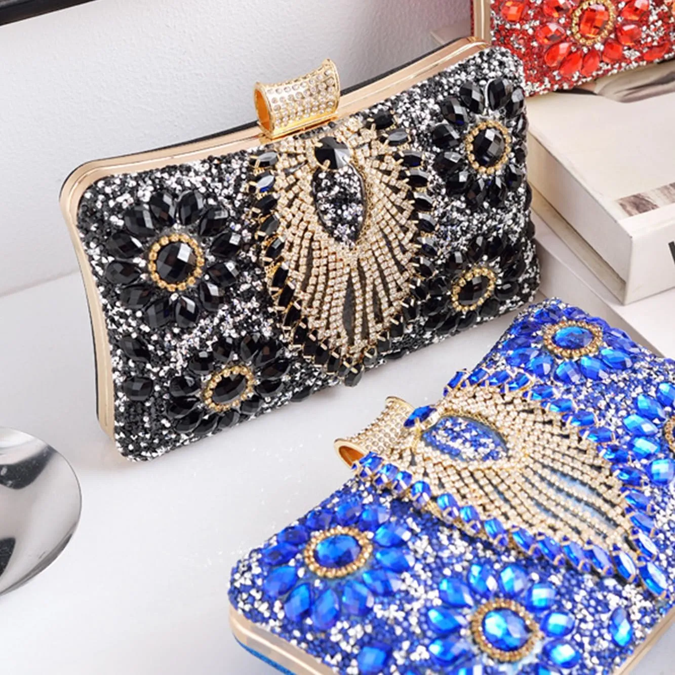 Rhinestone Purse Women's Evening Bag Evening Clutch Silver Vintage Handbag Phone Bag for Party Wedding Date Night