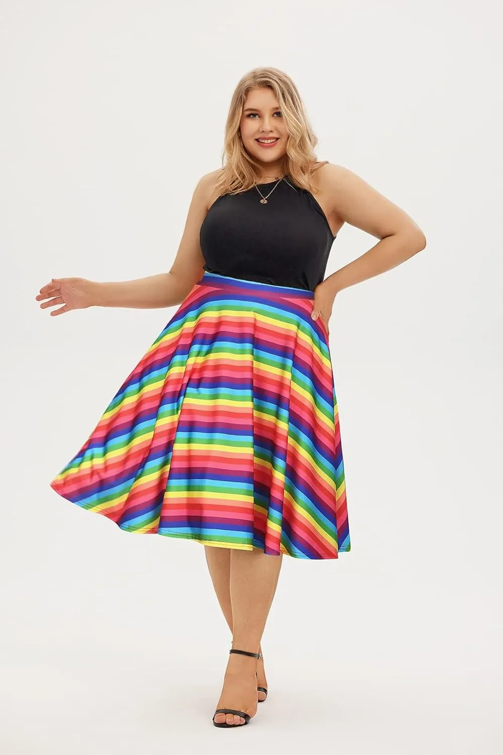 RITERA Plus Size Skirts for Women A-Line Fairy Elastic Waist Tulle Midi Flowy Skirt
