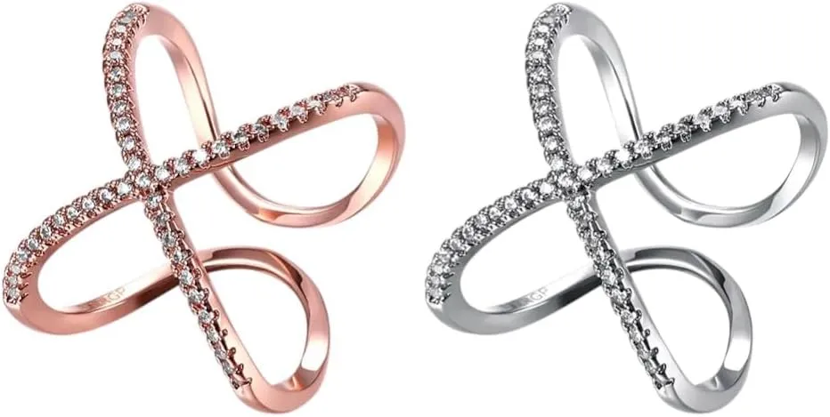 Rose Gold Platinum Plated Fashion Ring Zirconia Women knuckle B309