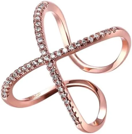 Rose Gold Platinum Plated Fashion Ring Zirconia Women knuckle B309