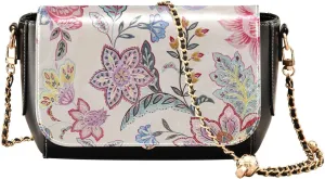 Rose Peony Paisley Stripe Crossbody Bags for Women, Trendy Small Shoulder Bag, PU Leather Clutch Purse Underarm Handbag Satchel HandBag with Adjustable Metal Chain