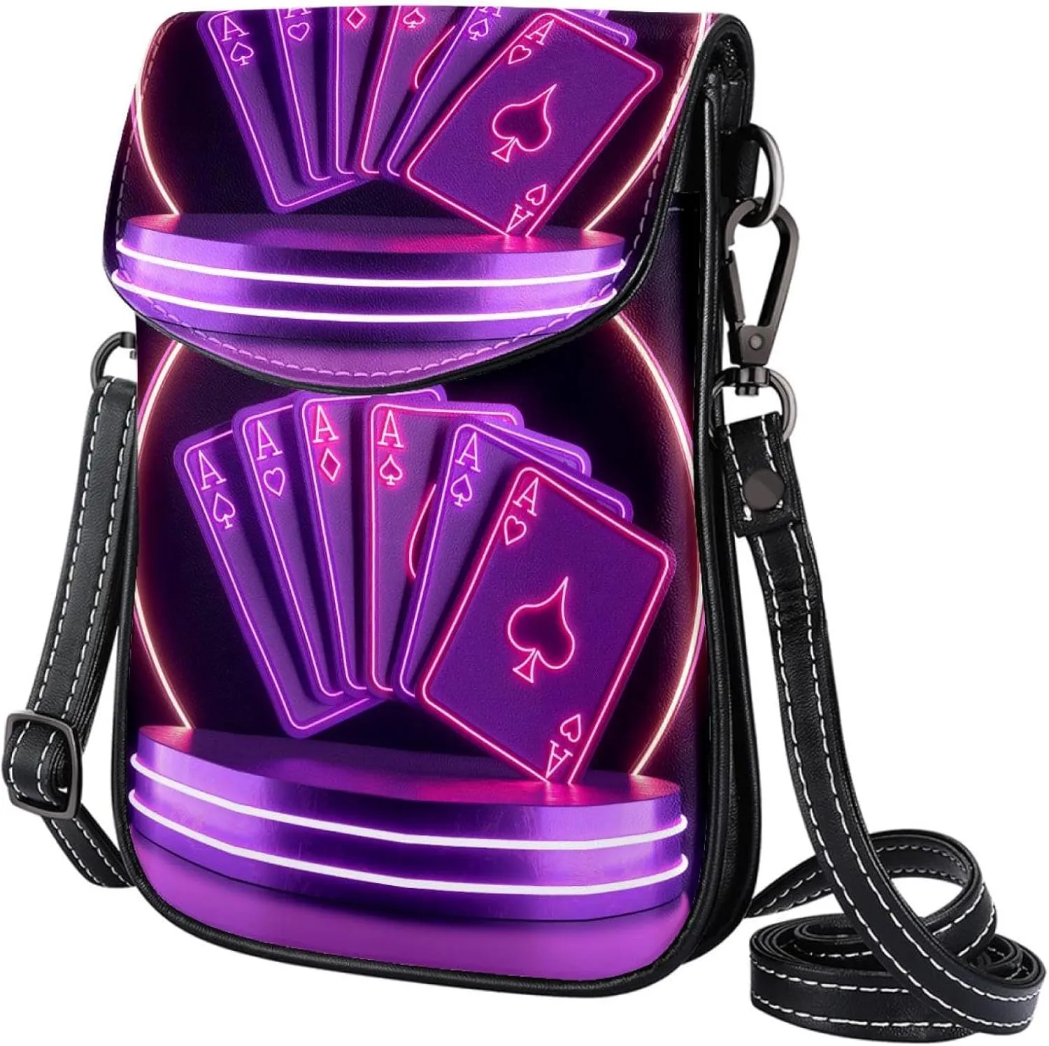 Satchel Bag Poker Neon Purse Crossbody Leather Messenger Bag For Women