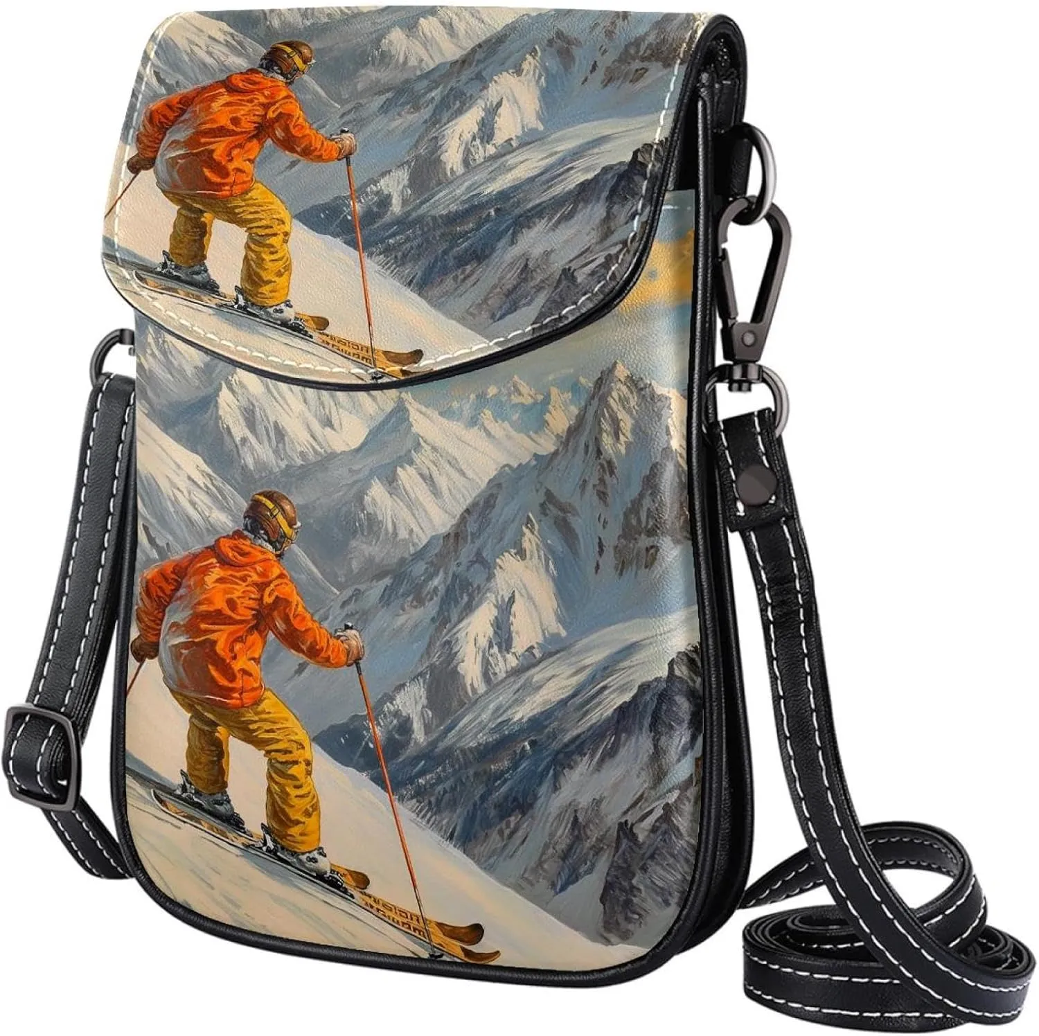 Satchel Bag Skiing Sport Purse Crossbody Leather Messenger Bag For Women