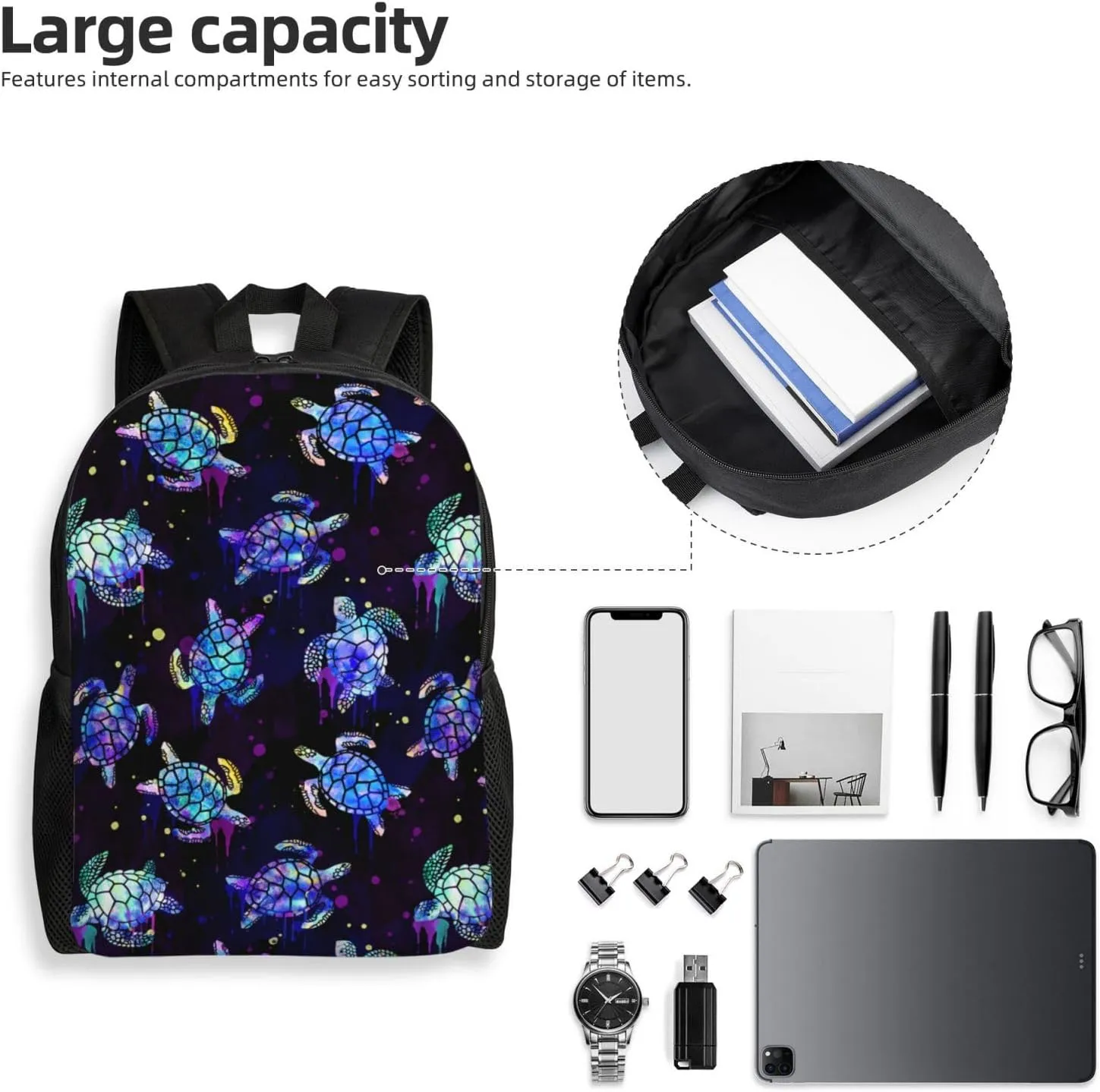 Sea Turtles Backpack 16.5 Inch - Water-Resistant High-Density Oxford Laptop Backpacks Stylish Design for Work Travel or Commute