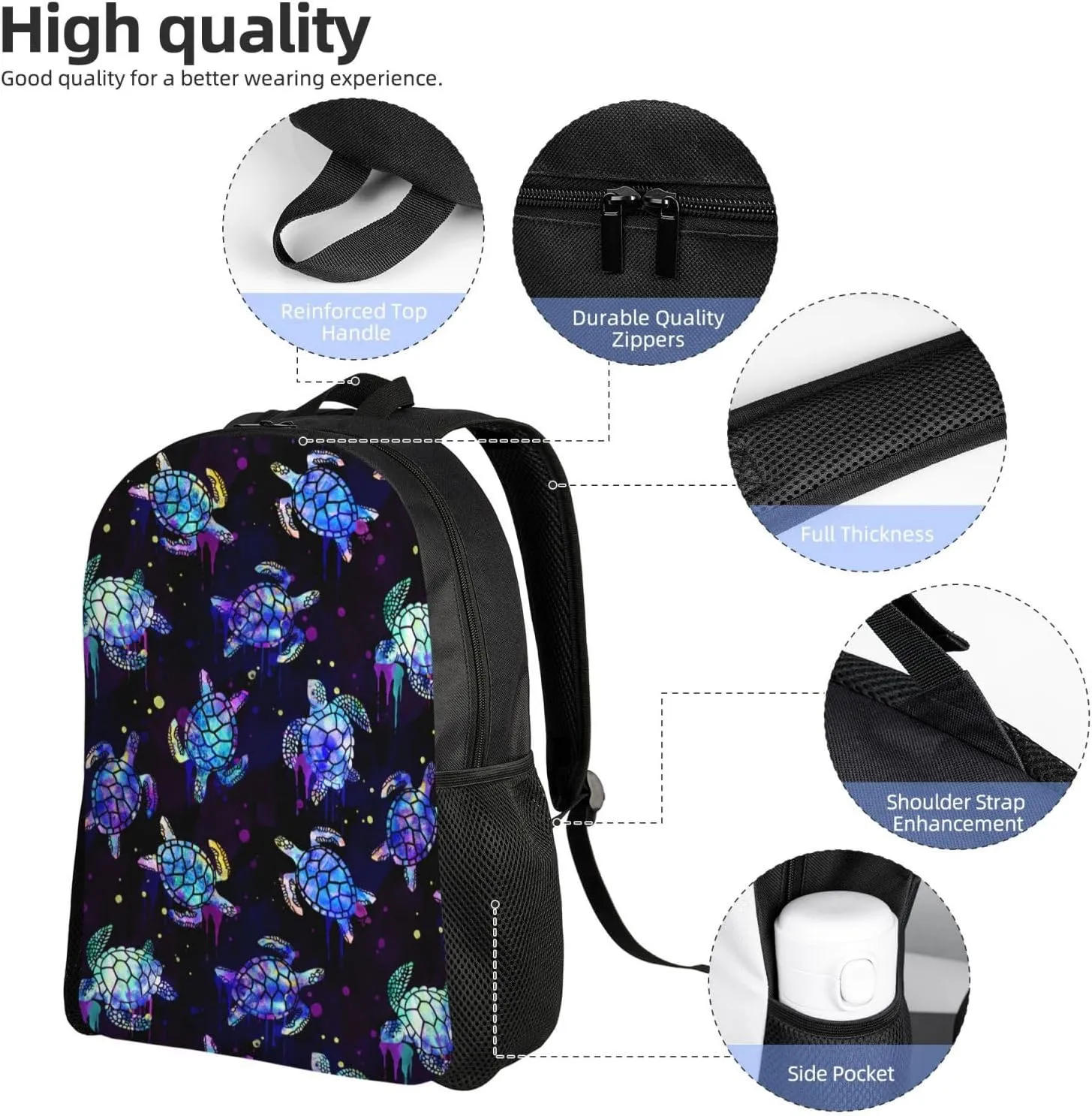 Sea Turtles Backpack 16.5 Inch - Water-Resistant High-Density Oxford Laptop Backpacks Stylish Design for Work Travel or Commute