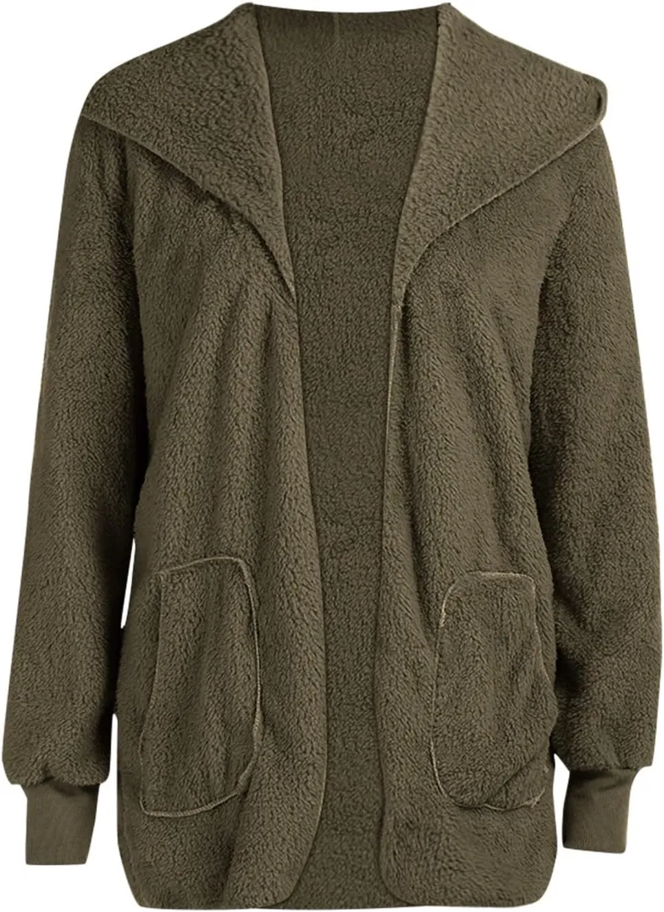 Sherpa Jacket Women Fuzzy Fleece Long Cardigan Sweaters Comfy Soft Oversized Hoodie with Pockets Faux Fur Coats