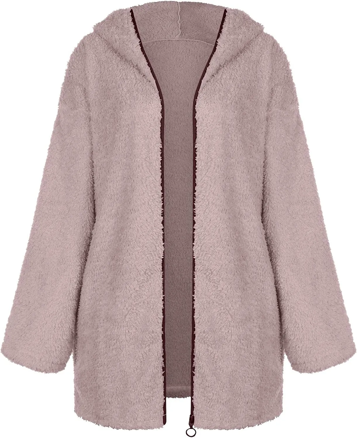 Sherpa Jacket Women Oversized Full Zip Fleece Hoodie Soft Plush Open Front Cardigan Coats Winter Sweater with Pockets