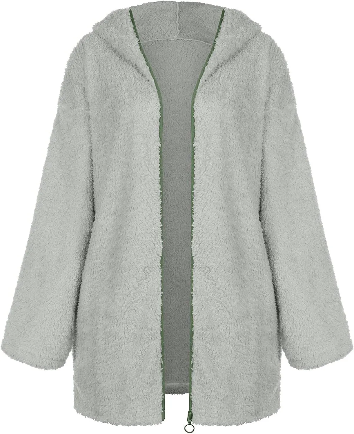 Sherpa Jacket Women Oversized Full Zip Fleece Hoodie Soft Plush Open Front Cardigan Coats Winter Sweater with Pockets