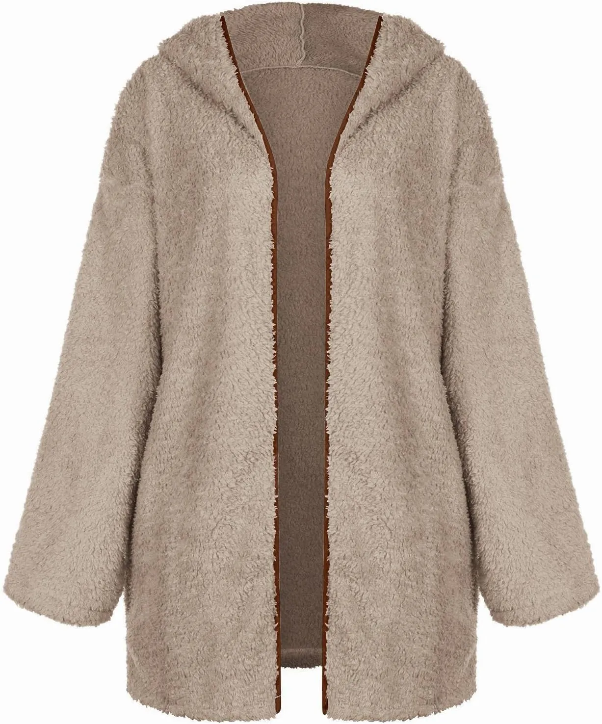 Sherpa Jacket Women Oversized Full Zip Fleece Hoodie Soft Plush Open Front Cardigan Coats Winter Sweater with Pockets