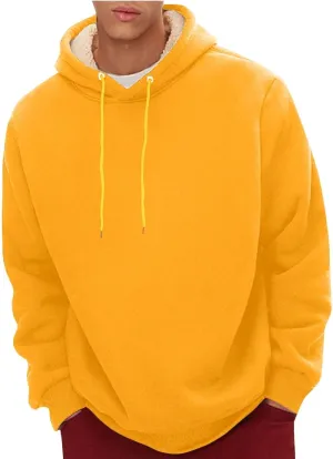Sherpa Lined Hoodie Men Athletic Long Sleeve Oversized Hooded Sweatshirt Winter Warm Casual Comfy Fleece Pullover