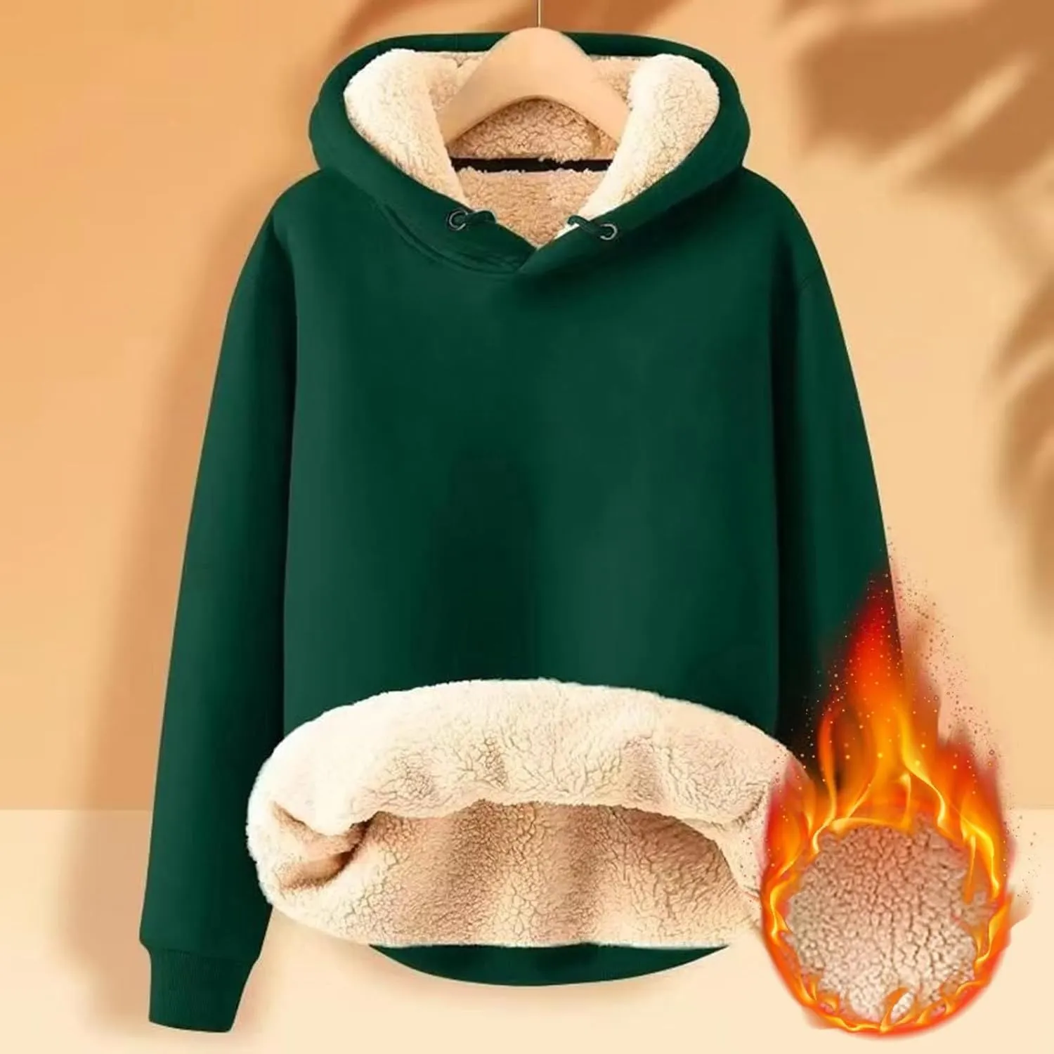 Sherpa Lined Hoodie Men Athletic Long Sleeve Oversized Hooded Sweatshirt Winter Warm Casual Comfy Fleece Pullover