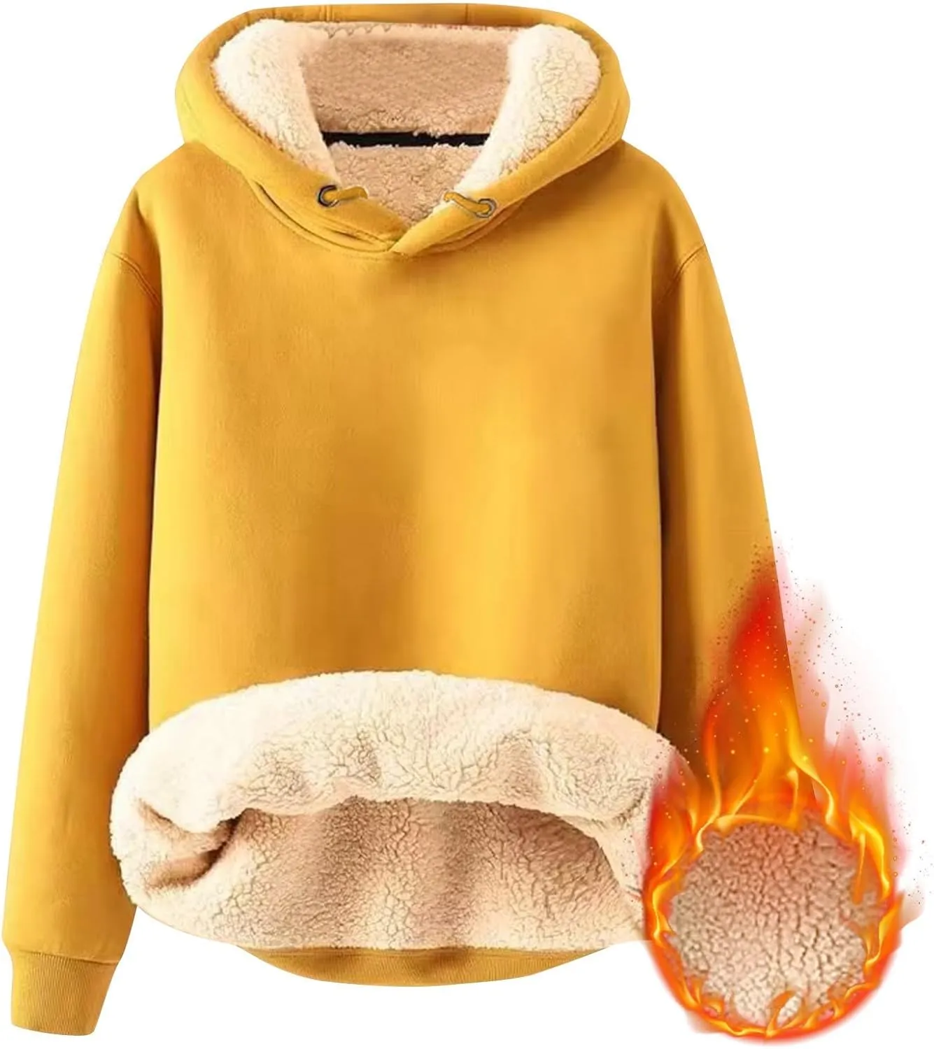 Sherpa Lined Hoodie Men Athletic Long Sleeve Oversized Hooded Sweatshirt Winter Warm Casual Comfy Fleece Pullover