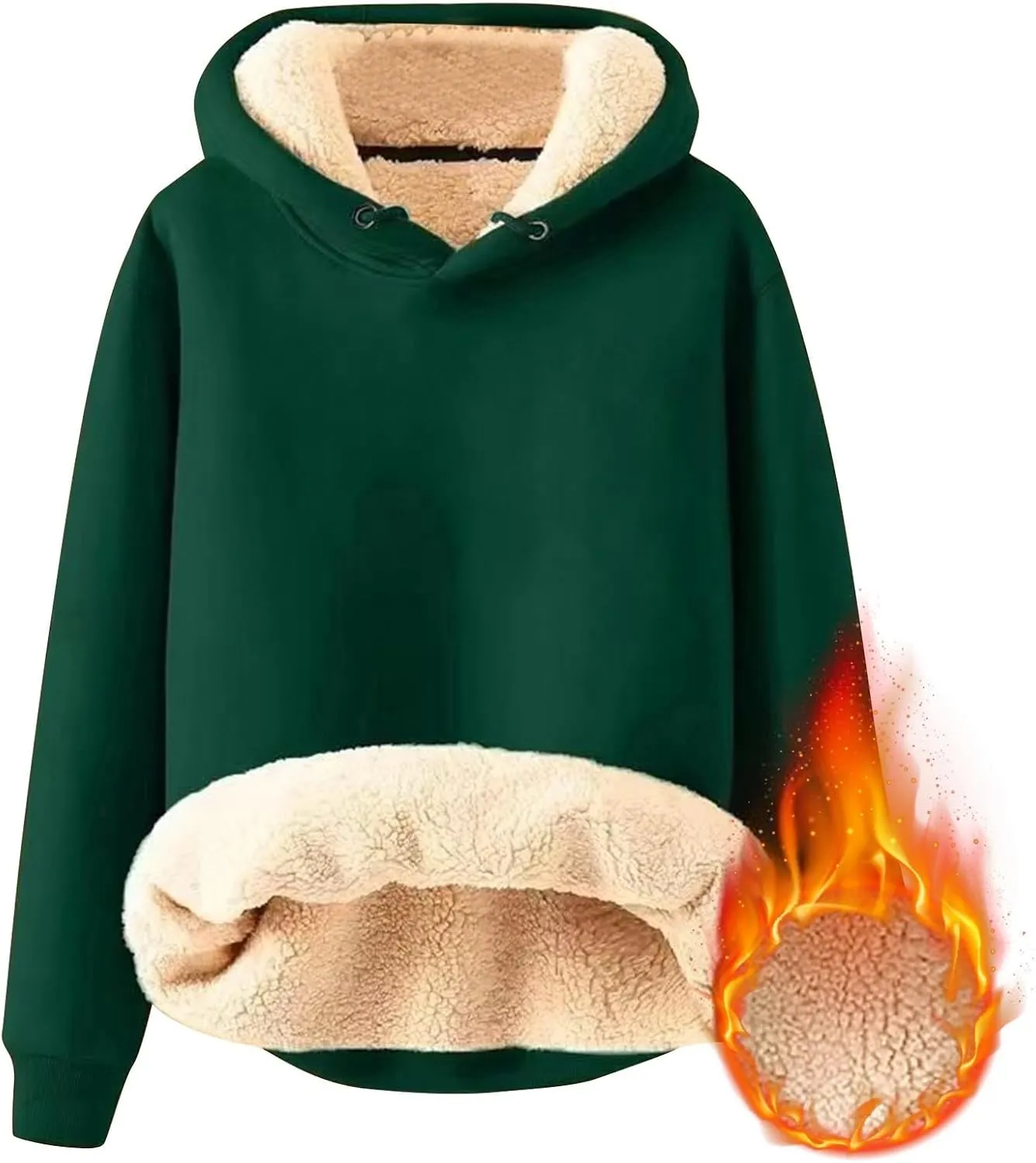 Sherpa Lined Hoodie Men Athletic Long Sleeve Oversized Hooded Sweatshirt Winter Warm Casual Comfy Fleece Pullover