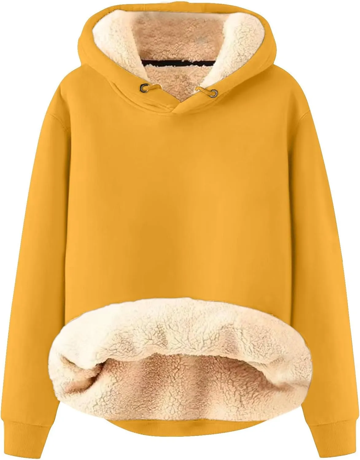 Sherpa Lined Hoodie Men Athletic Long Sleeve Oversized Hooded Sweatshirt Winter Warm Casual Comfy Fleece Pullover