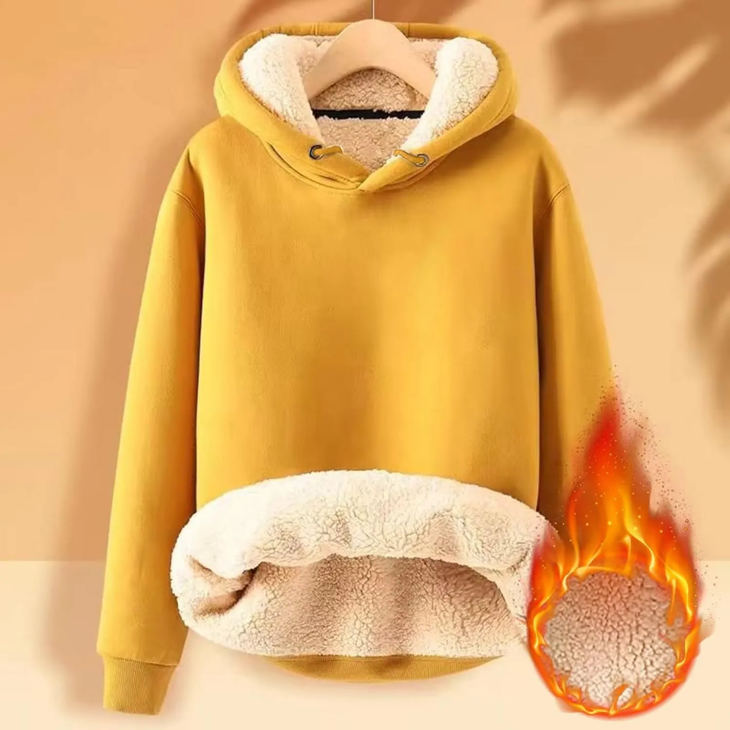 Sherpa Lined Hoodie Men Athletic Long Sleeve Oversized Hooded Sweatshirt Winter Warm Casual Comfy Fleece Pullover